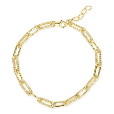 Sterling Silver Pretty Link Paperclip Bracelet in 14K Yellow Gold Vermeil