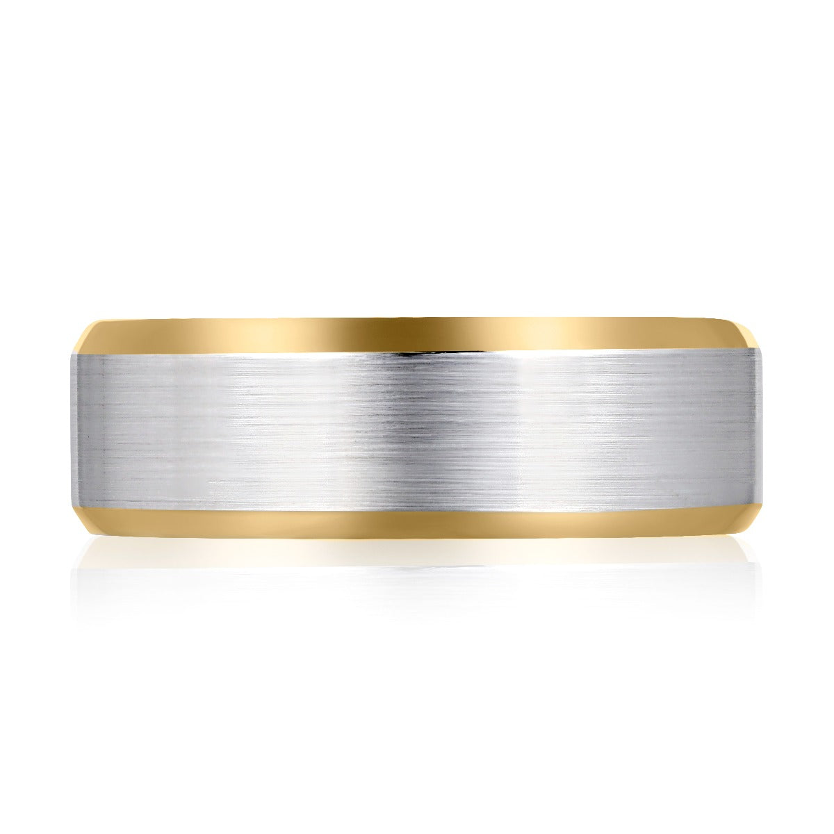A. Jaffe 14Kt White Gold Satin Center 14Kt Yellow Gold Beveled Edges Men's Band in 14K Gold (Width: 8mm)