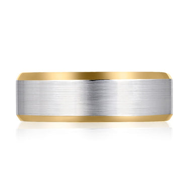 A. Jaffe 14Kt White Gold Satin Center 14Kt Yellow Gold Beveled Edges Men's Band in 14K Gold (Width: 8mm)