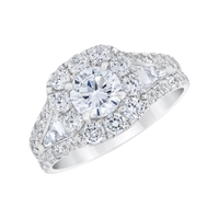 14Kt White Gold Halo Engagement Ring With 0.71ct Natural Center Diamond