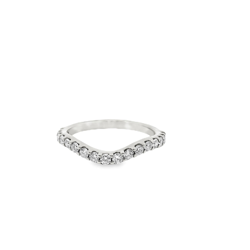 14Kt White Gold Curved Wedding Ring With 0.25cttw Natural Diamonds