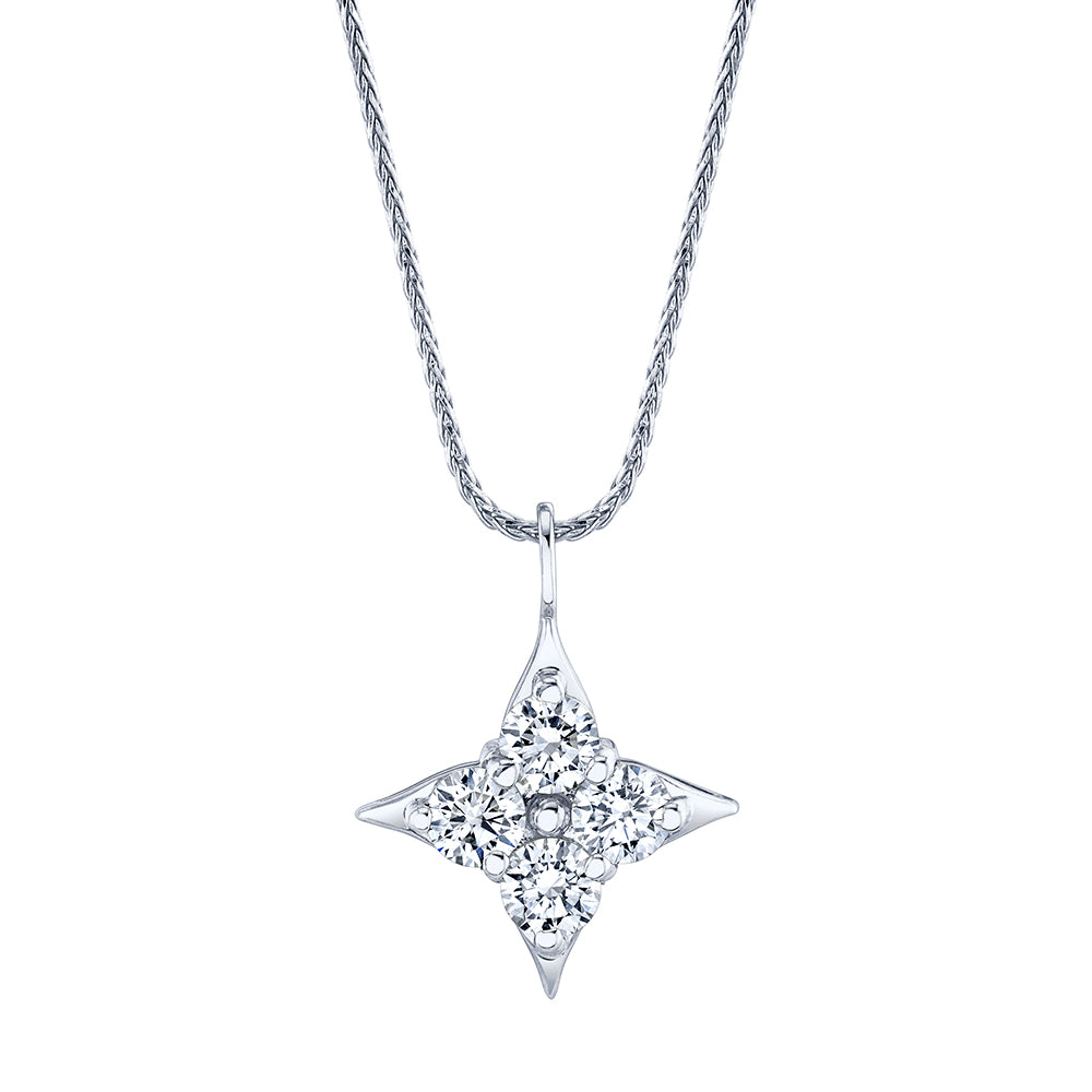 14Kt White Gold Star Of Hope Pendant With .75cttw Natural Diamond