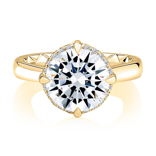 A.Jaffe Round Center Hidden-Halo  Engagement Ring