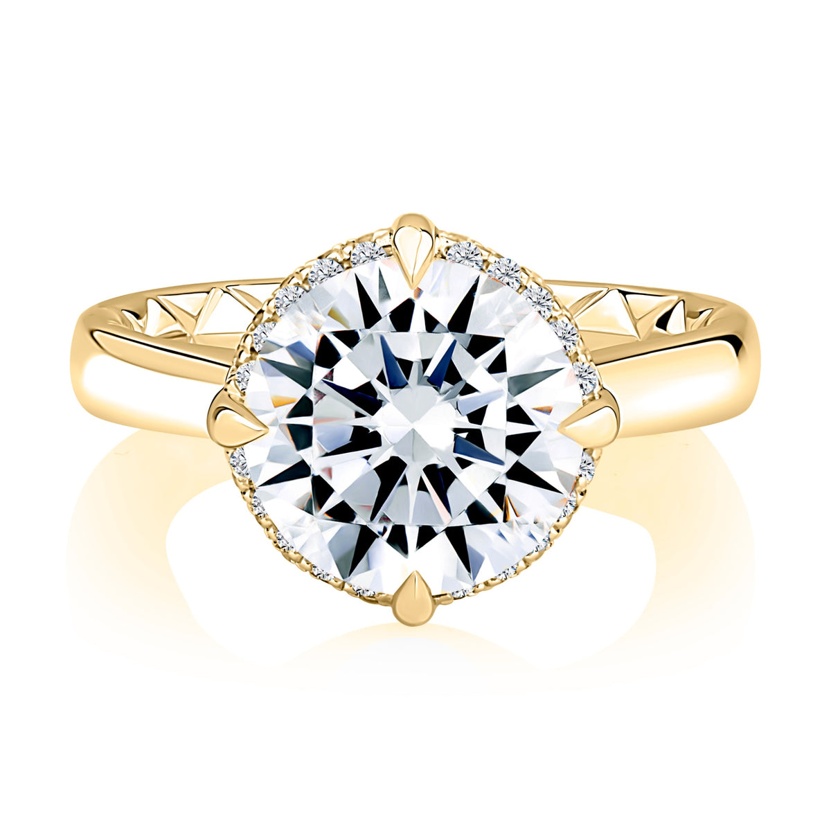 A.Jaffe Round Center Hidden-Halo  Engagement Ring