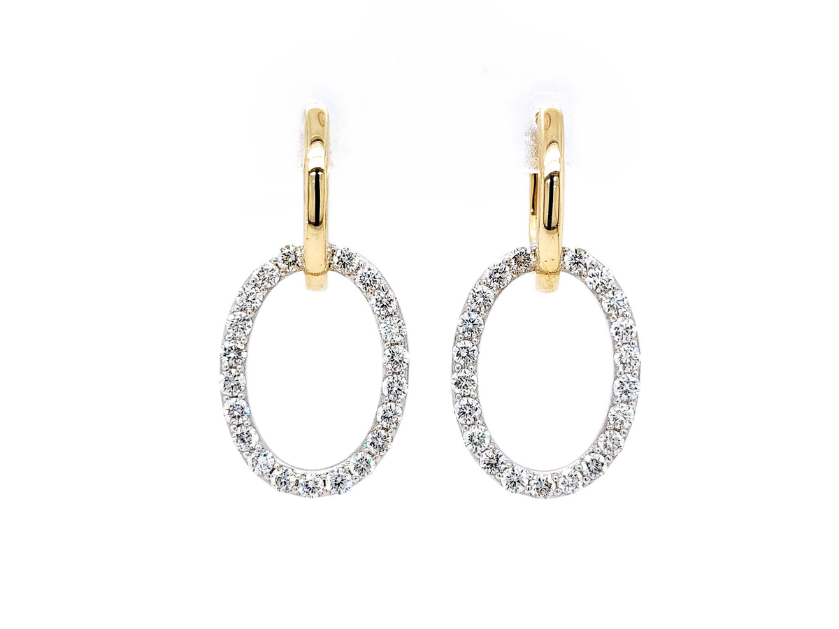 14Kt Yellow Gold Dangle Earrings with 1.31cttw Natural Diamonds