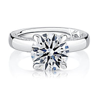 A. Jaffe Round Center Diamond Solitaire Engagement Ring with Accent Diamonds In Ring Edge