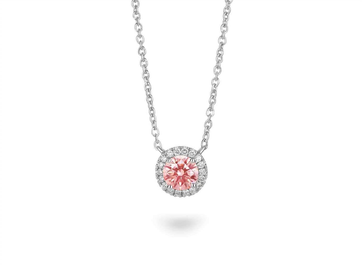 14Kt White Gold Halo Pendant With 1.00cttw Lab-Grown Diamonds