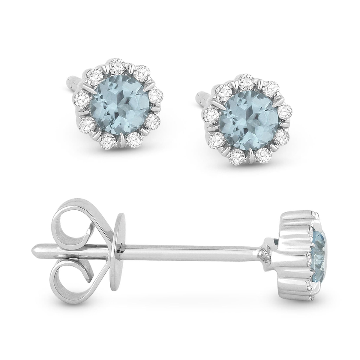 14Kt White Gold Halo Earrings Gemstone Earrings With 0.20ct Topazes