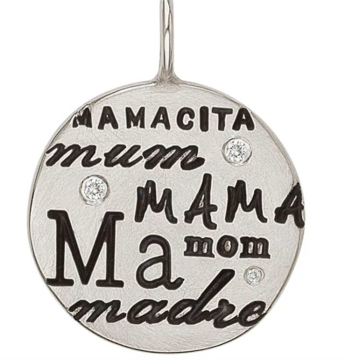 Heather B Moore 24mm Sterling Silver Pendant with Mom in Multiple Languages
