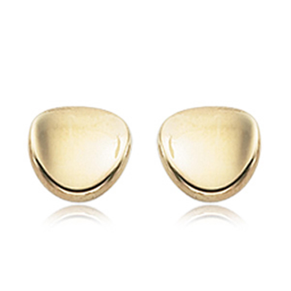 14Kt Yellow Gold Contoured Button Stud Earrings