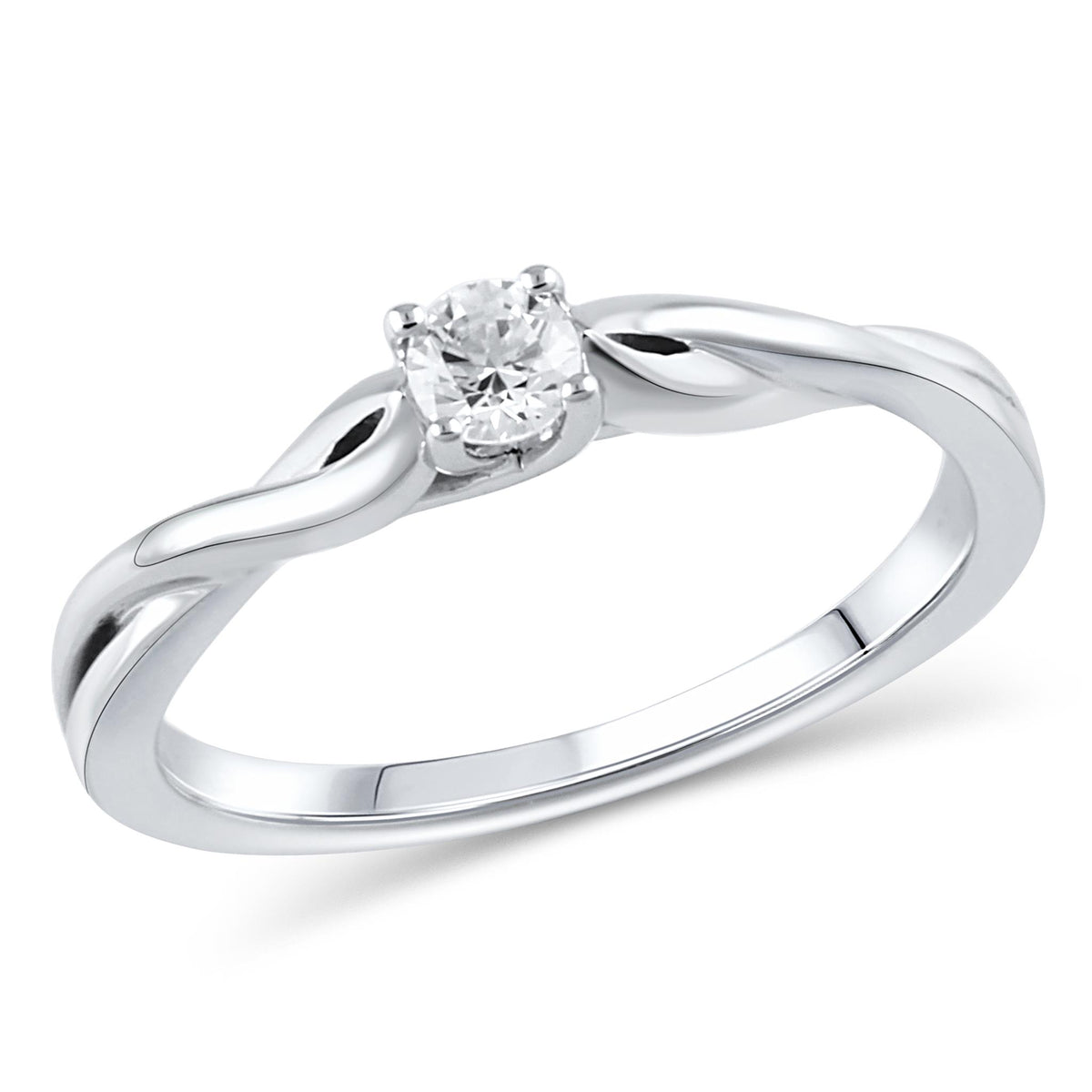 10Kt White Gold Promise Ring With 0.14cttw Natural Diamonds