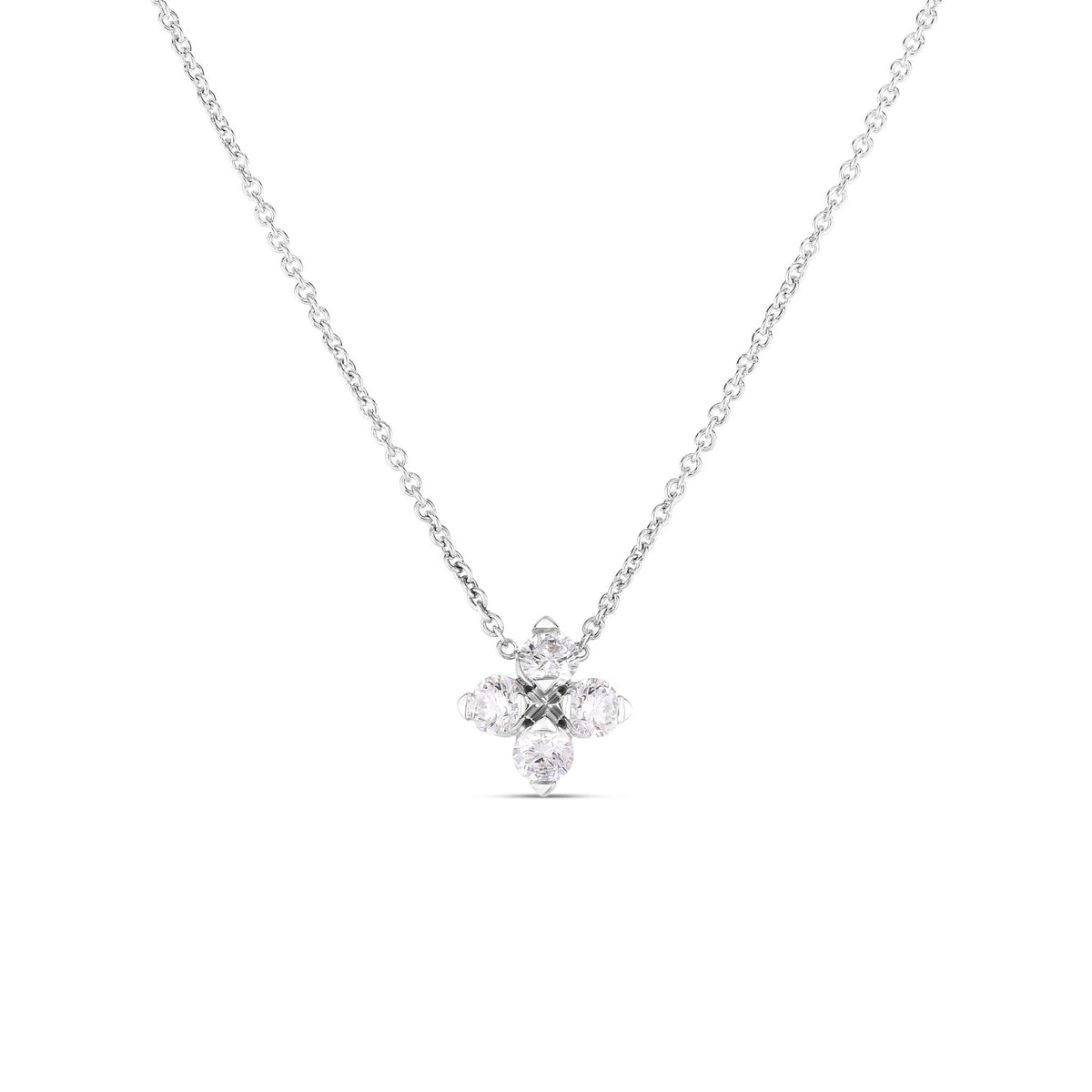 Roberto Coin 18Kt White Gold Love in Verona Flower Necklace