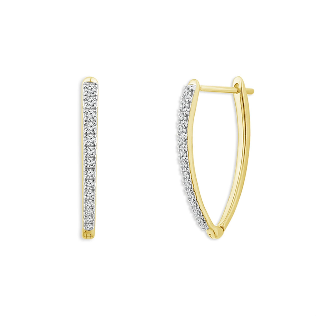 10Kt Yellow Gold Oval Hoop Earrings 0.30cttw Natural Diamonds