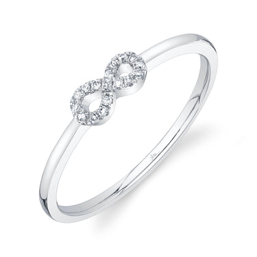 Shy Creation 14K White Gold Infinity Diamond Ring with .04cttw (H Color - SI1 Clarity) - Size 7
