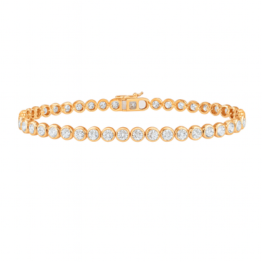 14Kt Rose Gold Bezel-Set Natural Diamond Tennis Bracelet