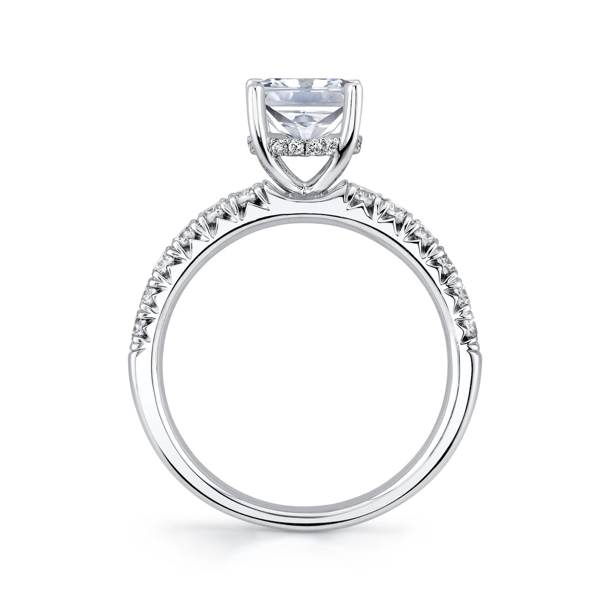 Pure Lasker Platinum Collection Engagement Ring with Natural Prong Set Diamonds and Hidden Halo