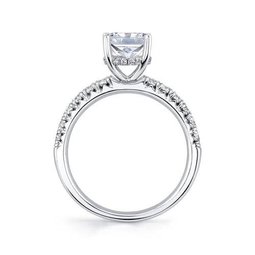 Pure Lasker Platinum Collection Engagement Ring with Natural Pave Set Diamonds and Hidden Halo