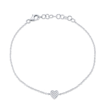 Shy Creation 14Kt White Gold Full Heart 0.04ctw Diamond Accent Bracelet