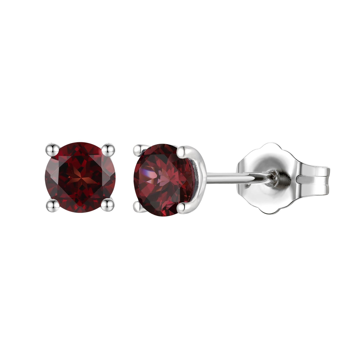 14Kt White Gold Garnet Stud Earrings