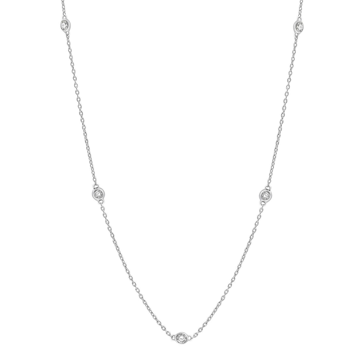 Lasker Classic 14Kt White Gold Milestone Necklace with .75cttw Natural Diamonds