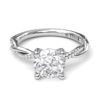 14Kt White Gold Free-Form Engagement Ring Mounting With 0.10cttw Natural Diamonds