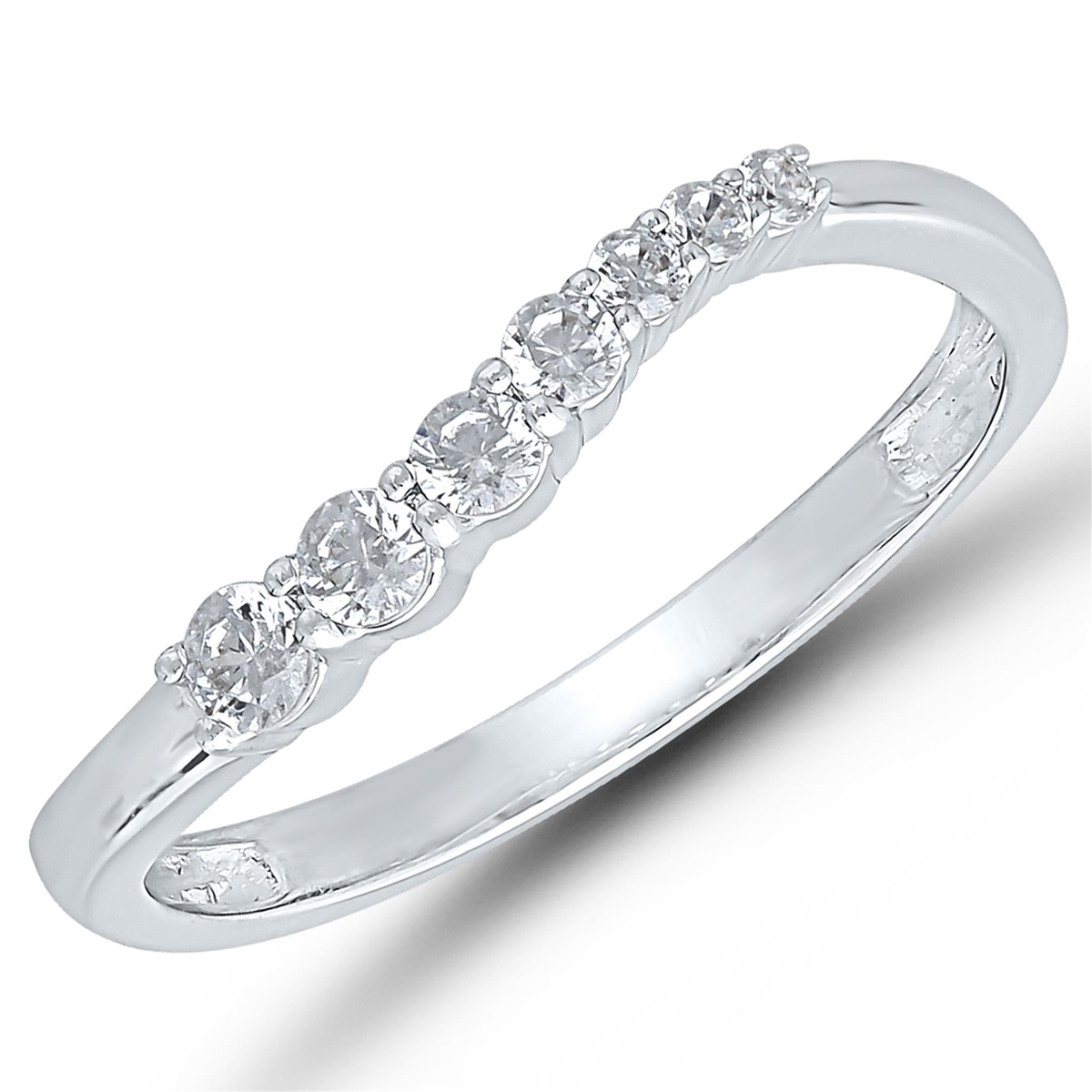 14Kt White Gold Journey Wedding Ring with 0.25cttw Natural Diamonds