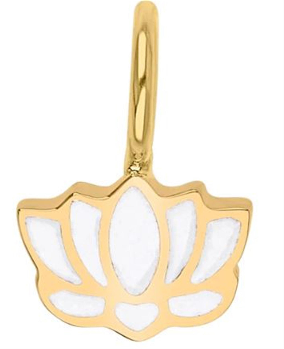 Heather B Moore 14Kt Yellow Gold 7x10mm Lotus Flower Charm with White Enamel