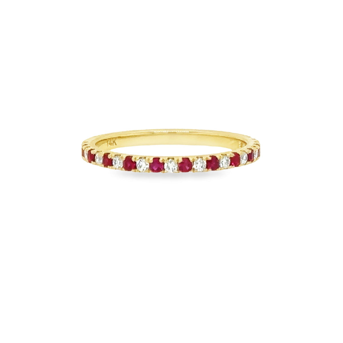 14Kt Yellow Gold Stackable Ruby Diamond Band