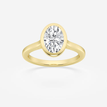 Lasker Big Rocks Lab-Grown Diamond Collection 14Kt Yellow Gold Bezel Set Solitaire Ring With 1.50Ct Oval Lab-Grown Diamond Engagement Ring