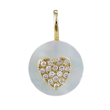 Lasker Charmed 14Kt Yellow Gold Diamond Heart & Mother of Pearl Pendant