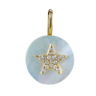 Lasker Charmed 14Kt Yellow Gold Diamond Star Mother of Pearl Pendant