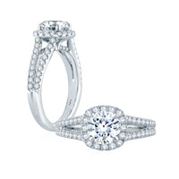 Fire & Ice 18Kt White Gold Evelyn Halo Ring With 0.53ct Natural Center Diamond