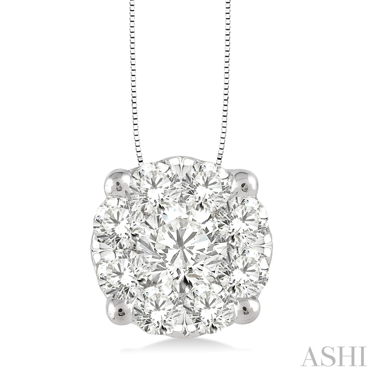 Lovebright 14Kt White Gold Pendant With .75cttw Natural Diamonds