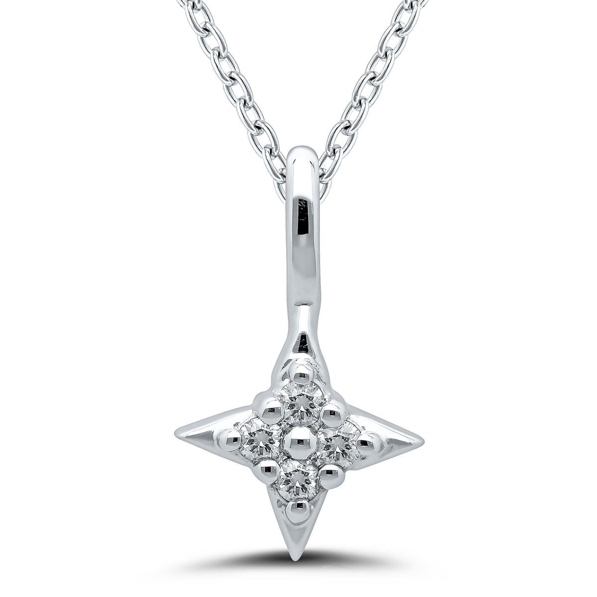 Star Of Hope Pendant In Sterling Silver With .05cttw Natural Diamonds