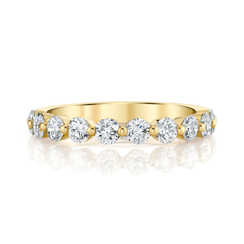 Vanessa Single Prong Stackable Band  in 14Kt Yellow Gold with 10 Round  Natural Diamonds Totaling  1cttw