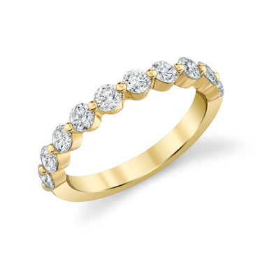 Vanessa Single Prong Stackable Band  in 14Kt Yellow Gold with 10 Round  Natural Diamonds Totaling  1cttw