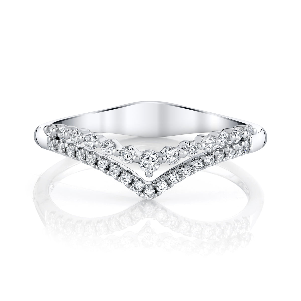 14Kt White Gold .25cttw Natural Diamond 2-Row Tiara Wedding Band