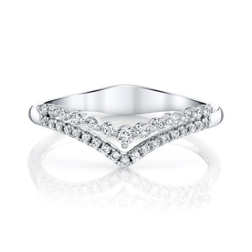14Kt White Gold .25cttw Natural Diamond 2-Row Tiara Wedding Band