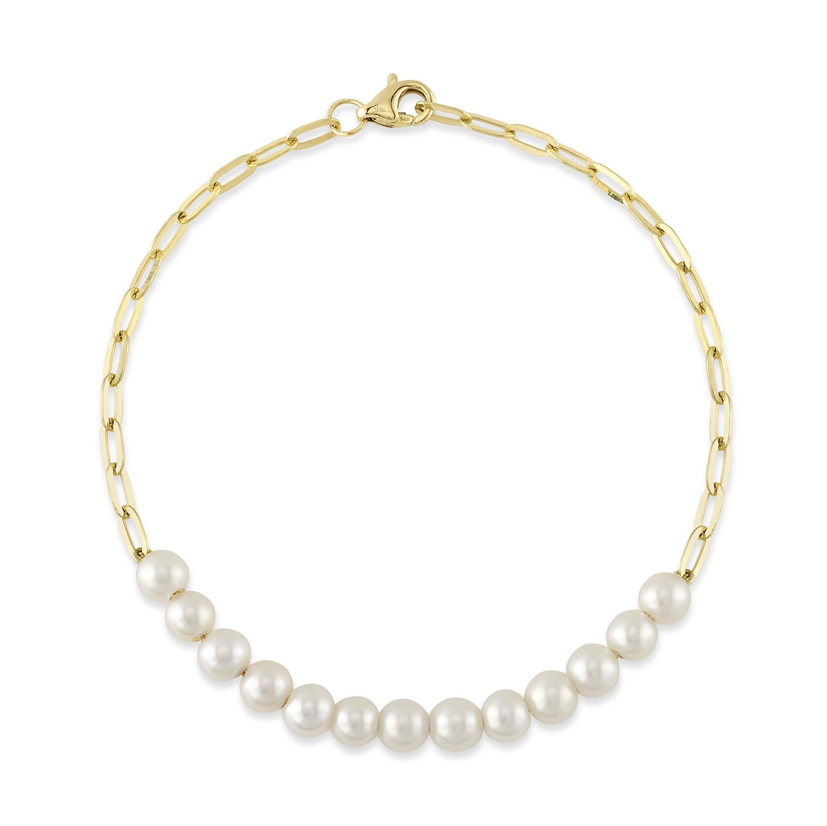 Shy Creation Gold Paperclip Cultured Pearl Bracelet