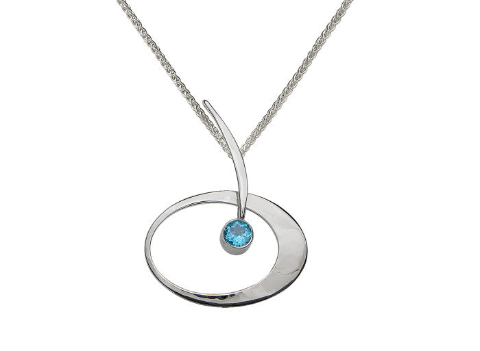 E.L. Designs Elliptical Elegance Blue Topaz Pendant