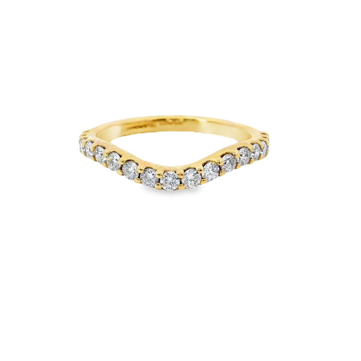 14Kt Yellow Gold Curved Wedding Ring With 0.51cttw Natural Diamonds