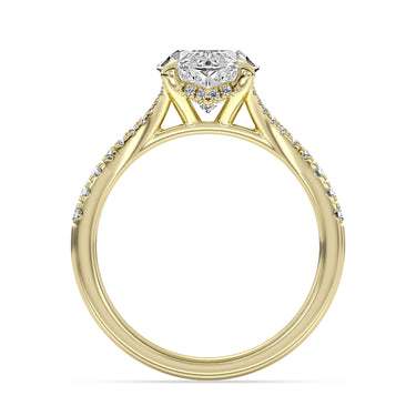 Centurion Collection 14Kt Yellow Gold Split-Shank Hidden Halo Engagement Ring with 3ct 100-Faceted Lab-Grown Oval Center Diamond and 0.31cttw Accent Diamonds