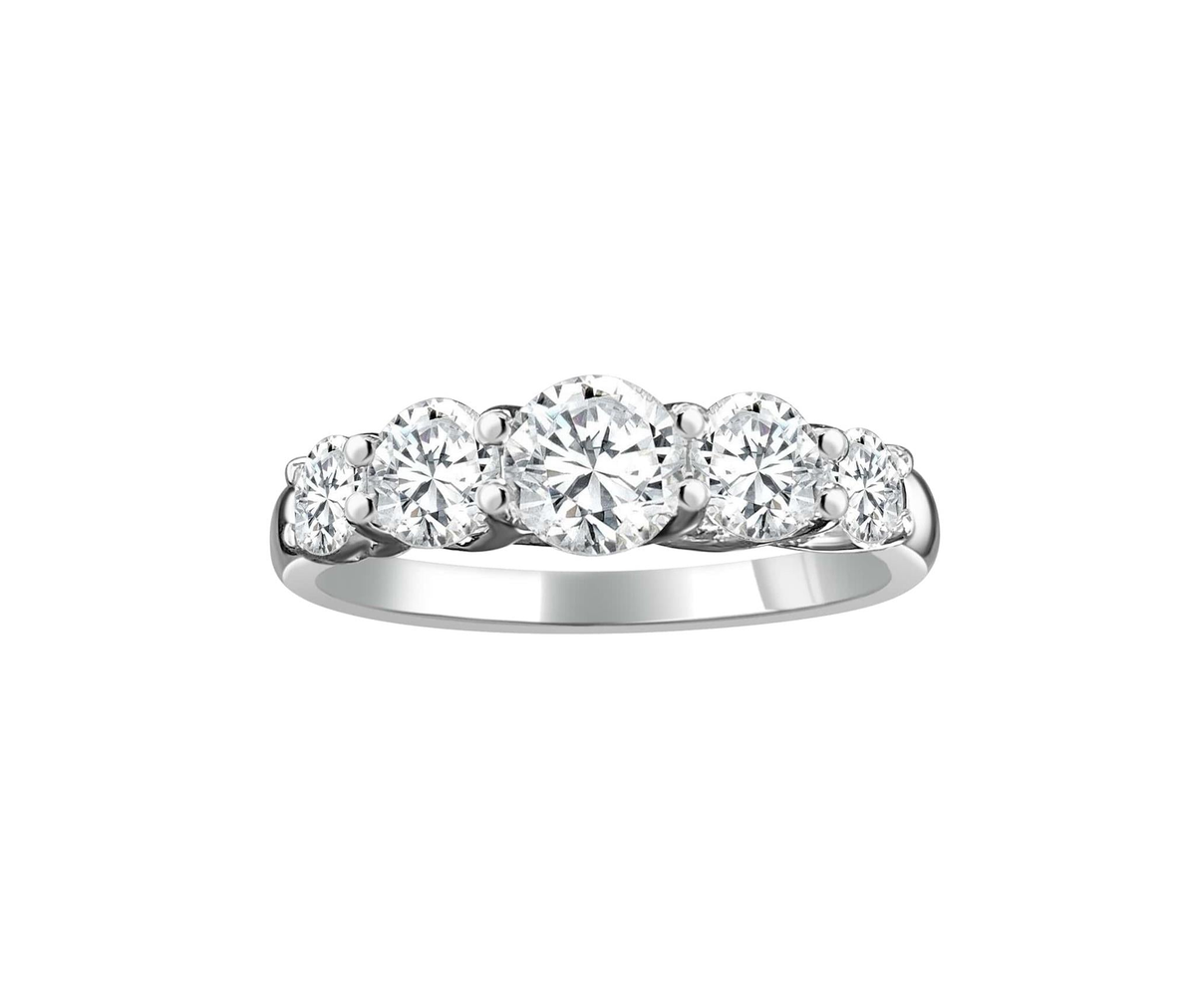 14Kt White Gold Prong Set Wedding Ring With 1.45cttw Natural Diamonds