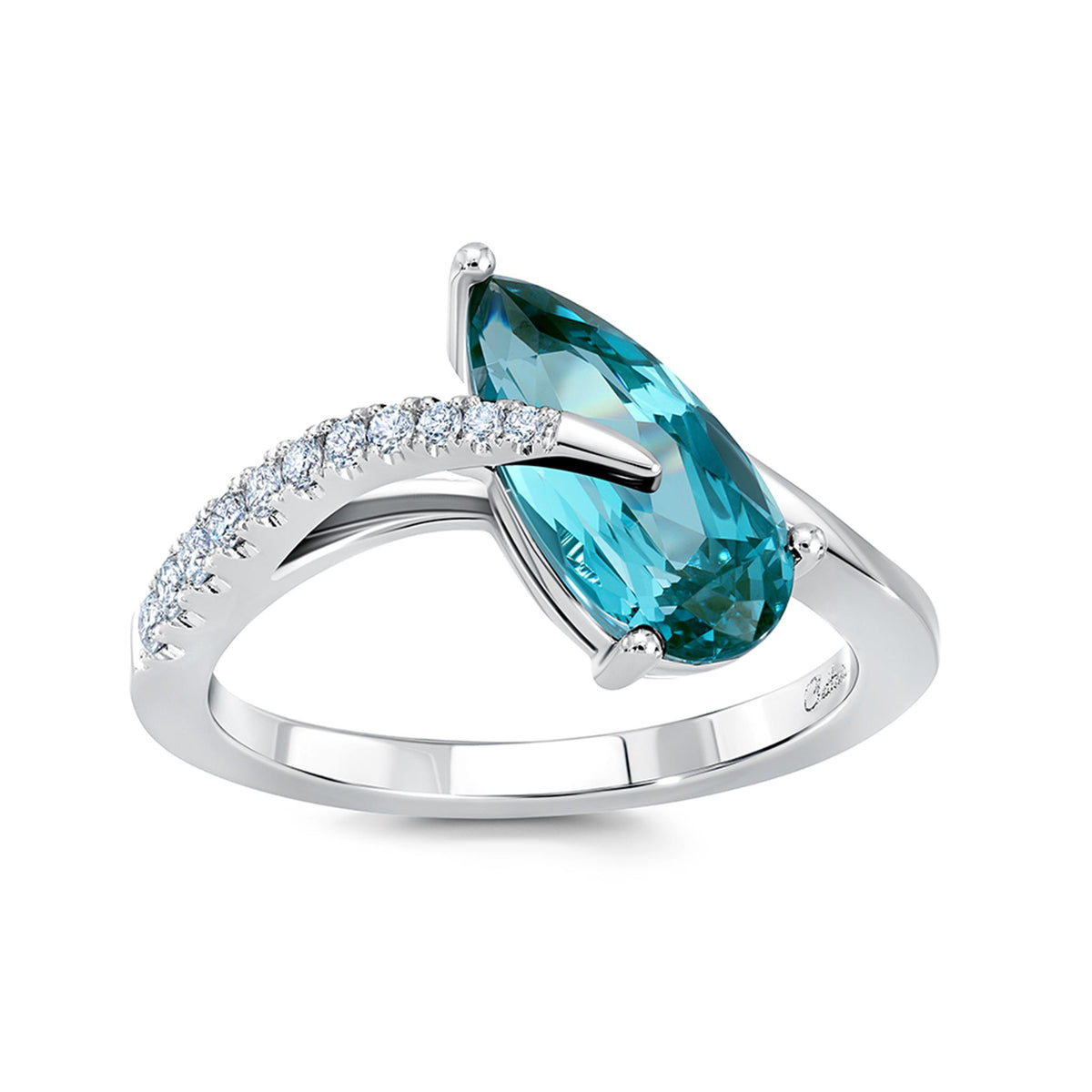 14Kt White Gold Ring With 2.51ct Chatham Lab Created Paraiba-Colored Spinel