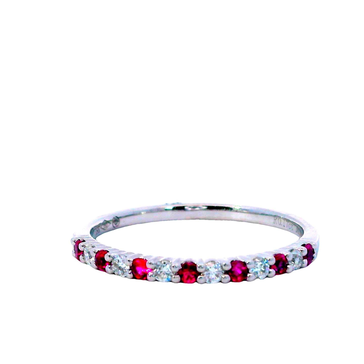 18Kt White Gold Stackable Band with Alternating Rubies (7.12cttw) and Diamonds (6.08cttw)