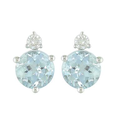 14Kt White Gold Classic Stud Earrings with 0.79ct Aquamarine