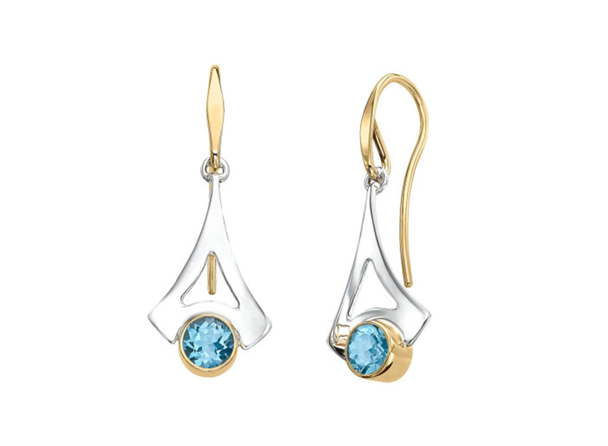 E.L. Designs Sterling Silver & Gold Reminisce Blue Topaz Earrings