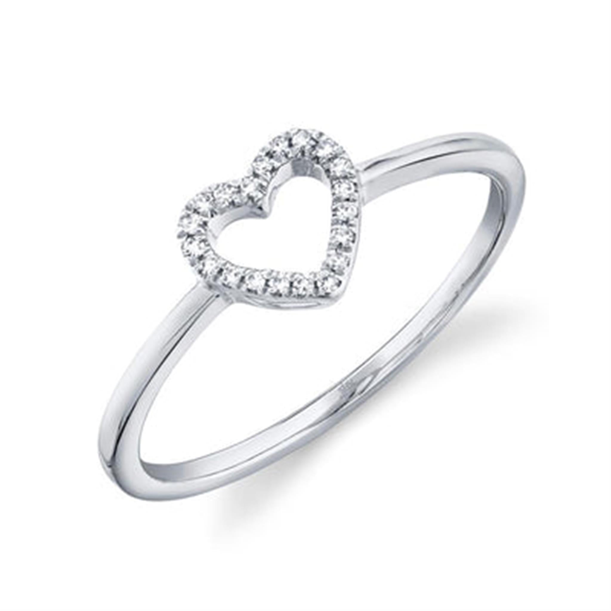 14Kt White Gold Heart Promise Ring With 0.04cttw Natural
