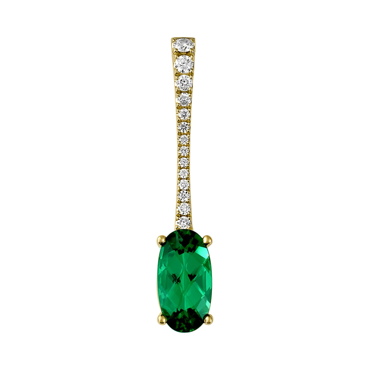 14Kt Yellow Gold Drop-Style Pendant With 1.25ct Chatham Lab Created Emerald