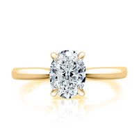 A.Jaffe Oval Hidden Diamond Bridge Solitaire Engagement Ring Mounting in 14K Yellow Gold